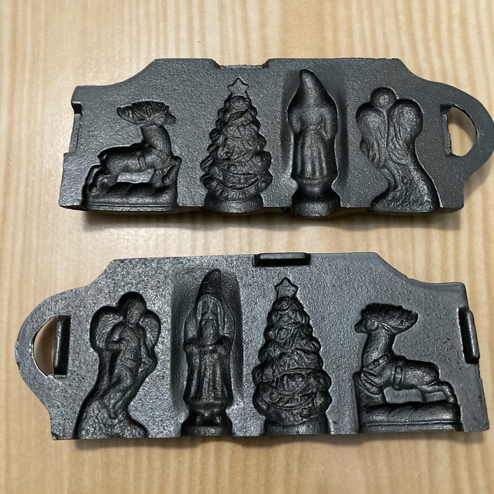 Vintage John Wright Christmas Cast Iron Chocolate Candy Lollipop Molds